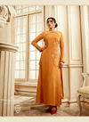 Orange Colour Latest Fancy Designer Heavy Festive Wear Pure Rayon Cotton Embroidery With Hand Work Gown Collection 1007